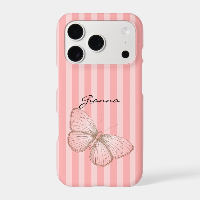 Rayures roses avec papillon (Verso)