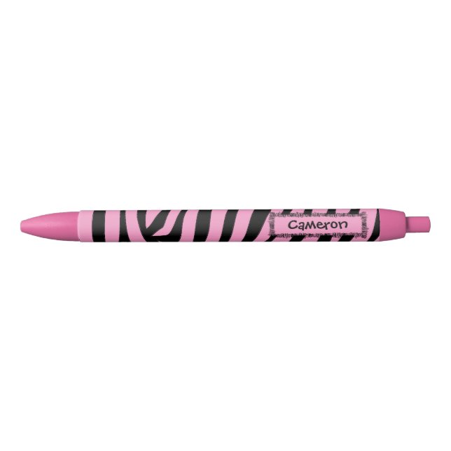 Rayures roses et noires de stylo rose personnalisé (Devant)