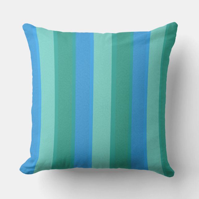 Rayures Turquoise atomique et turquoise Coussin ex (Recto)