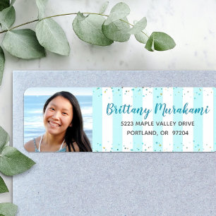Rayures turquoise graduation photo adresse moderne