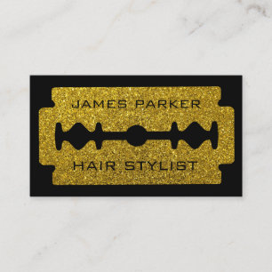 Razor Blade Gold Faux Barber Hair Stylist Business Card