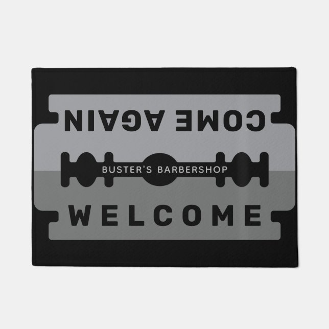Razor Blade Welcome Mat Personalize (Front)