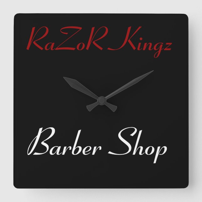 RaZoR Kingz Barber Shop Promotional Square Wall Clock (Front)