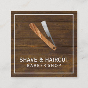 Razor Rustic Wood White Box Square Business Card
