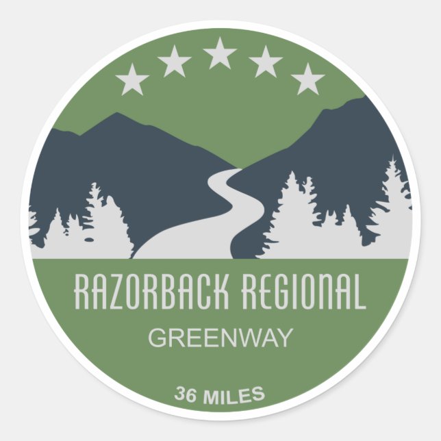 Razorback Regional Greenway Classic Round Sticker (Front)