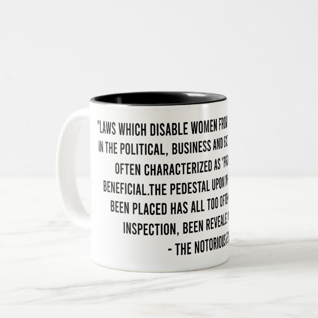 Rbg Quotes, Rbg Mug, Ruth Bader Ginsburg Two-Tone Coffee Mug (Front Left)