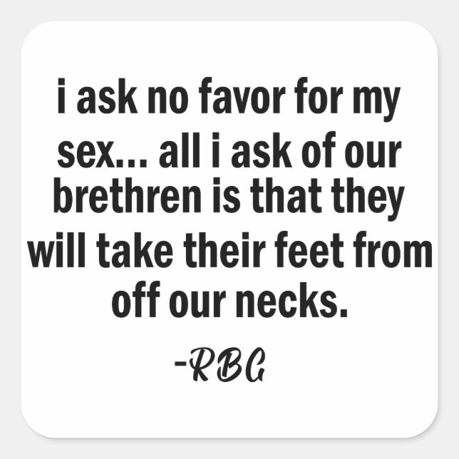 RBG, Ruth Badger Ginsburg, Strong Woman Square Sticker (Front)