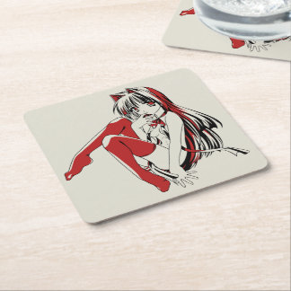 RBP, Neko the Sexy Anime Cat Girl Furry Square Paper Coaster