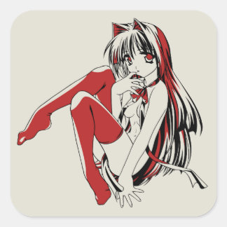 RBP, Neko the Sexy Anime Cat Girl Furry  Square Sticker