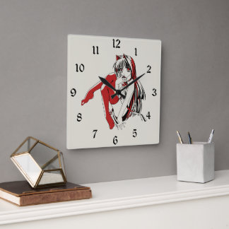 RBP, Neko the Sexy Anime Cat Girl Furry Square Wall Clock