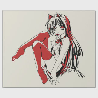 RBP, Neko the Sexy Anime Cat Girl Furry  Wrapping Paper