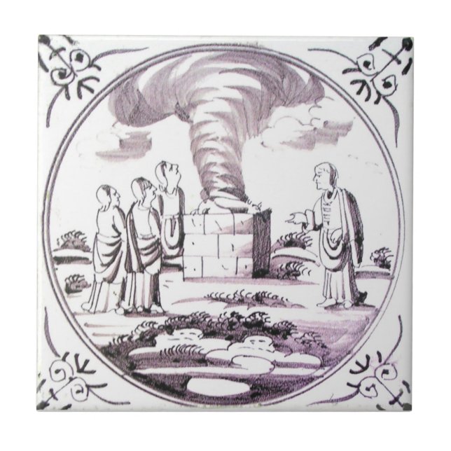 RBT10 Delft Biblical Manganese Red Ceramic Tile (Front)