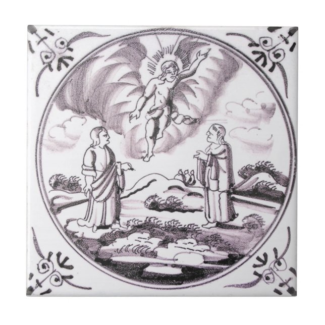RBT14 Delft Biblical Blue or Deep Red Ceramic Tile (Front)