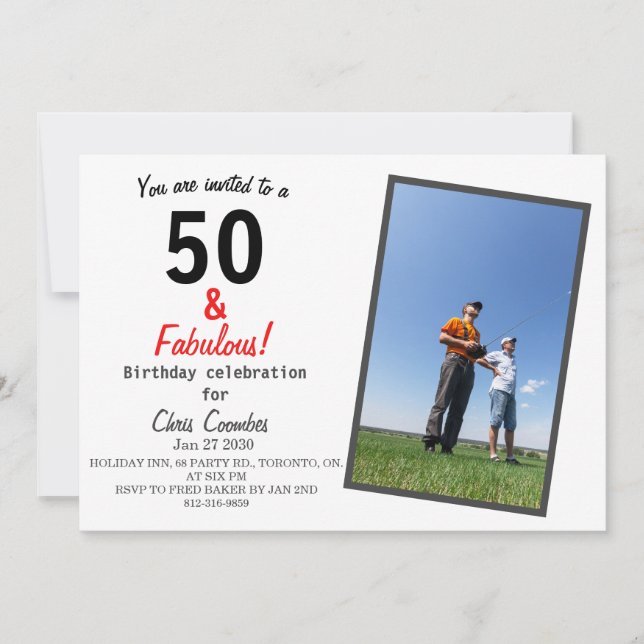 RC Airplane Fifty and Fabulous Fiftieth Birthday   Invitation (Front)
