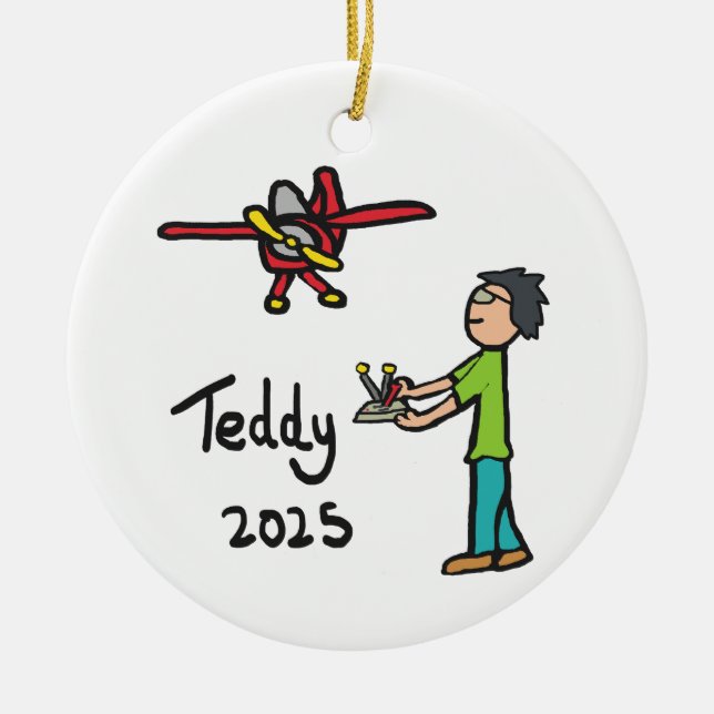 RC Airplane - Teddy Ceramic Ornament (Front)