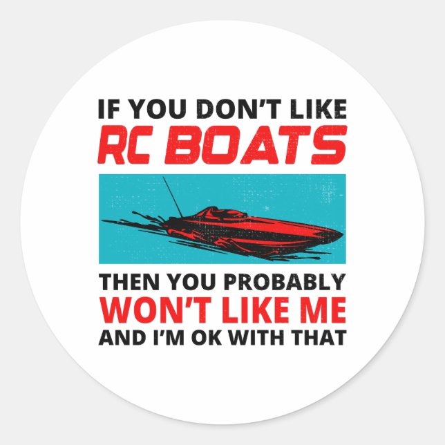 RC Boat Racing Poweboat Speadboat Offshore Classic Round Sticker (Front)