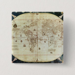 Rc C 2487 Map of the World, designed by Sebastien 2 Inch Square Button