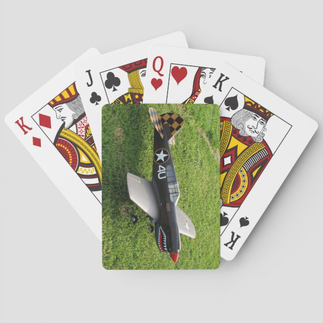 RC P-40 Airplane getting ready to Take Off Playing Cards (Back)