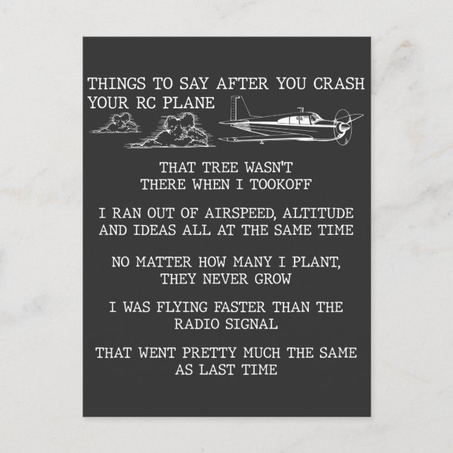 RC Plane Pilot Aviation Hobby Airplane lover Postcard (Front)