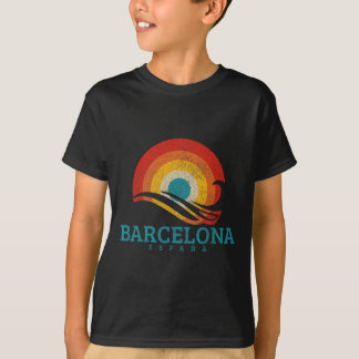 Rcelona Espana Spain Vintage Wave Surfer Surfing S T-Shirt