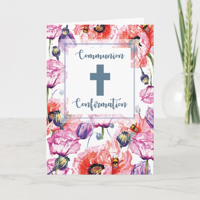 RCIA Communion and Confirmation Poppy Flowers Card (Front)