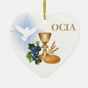 RCIA Congratulations Catholic Sacrament Symbols Ceramic Ornament