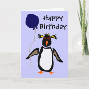 Rcokhopper Penguin Holding Balloon Card
