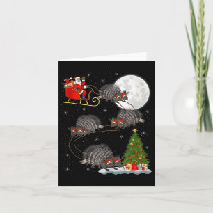 Rcune Santa Sleigh Flying Funny Magical Christmas  Card