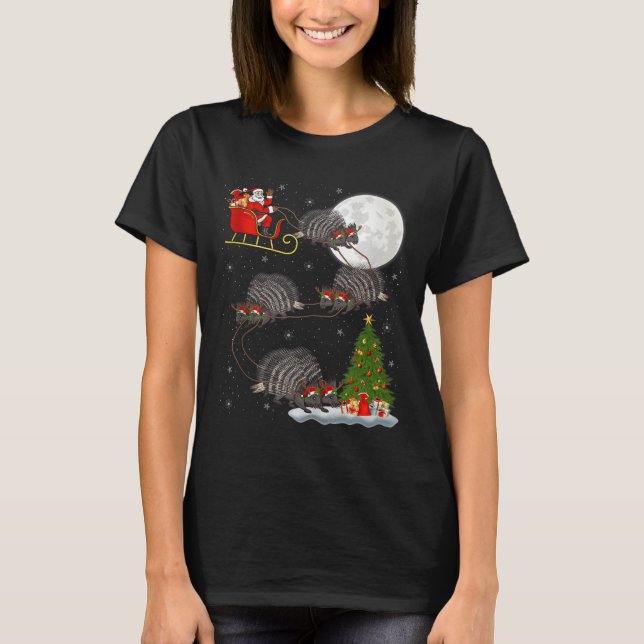 Rcune Santa Sleigh Flying Funny Magical Christmas  T-Shirt (Front)