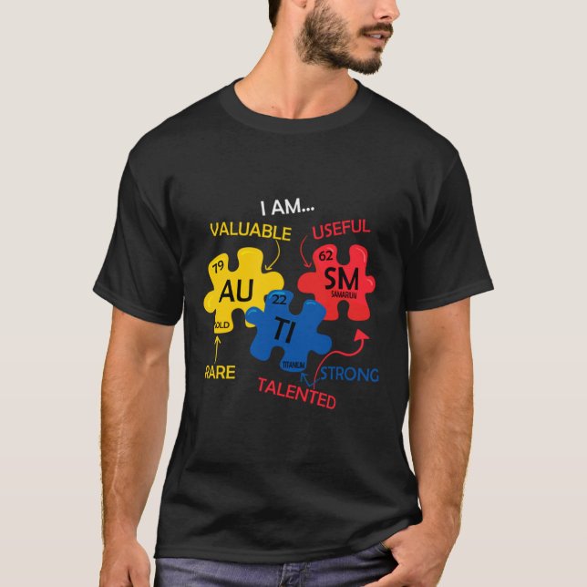 Rd Autism Awareness Periodic Table Elements Autism T-Shirt (Front)