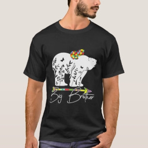Rd Big Brother Autism Awareness Brother Bear Proud T-Shirt