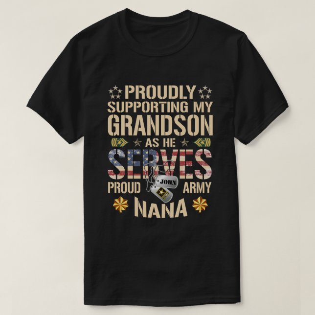 RD Personalized Army Shirt, Supporting My Grandson T-Shirt (Design Front)