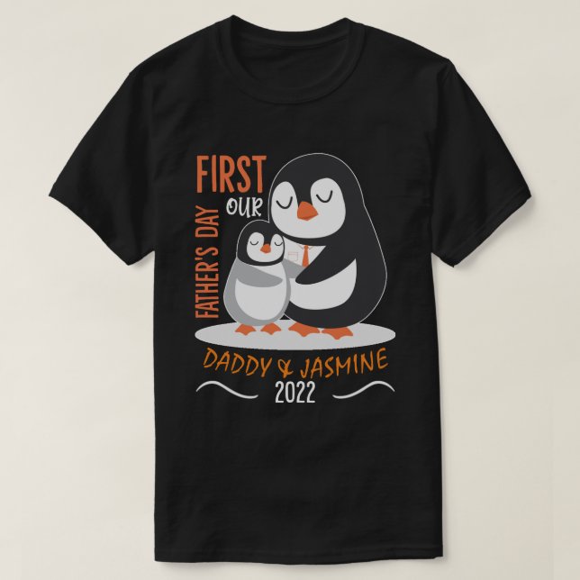 RD Personalized Penguin Father And Daughter T-Shirt (Design Front)
