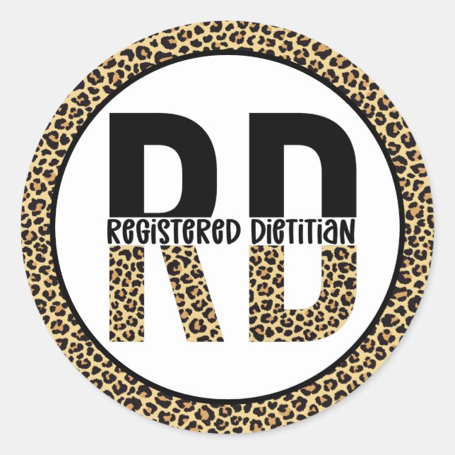RD Registered Dietician Cheetah Print RD Gifts Classic Round Sticker (Front)