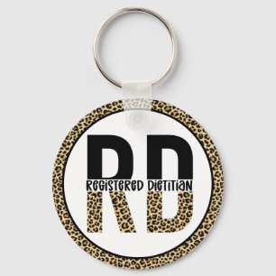 RD Registered Dietician Cheetah Print RD Gifts Keychain