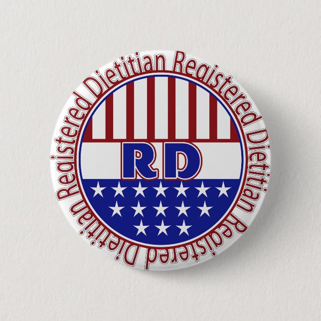 RD Registered Dietician PATRIOTIC LOGO 2 Inch Round Button (Front)