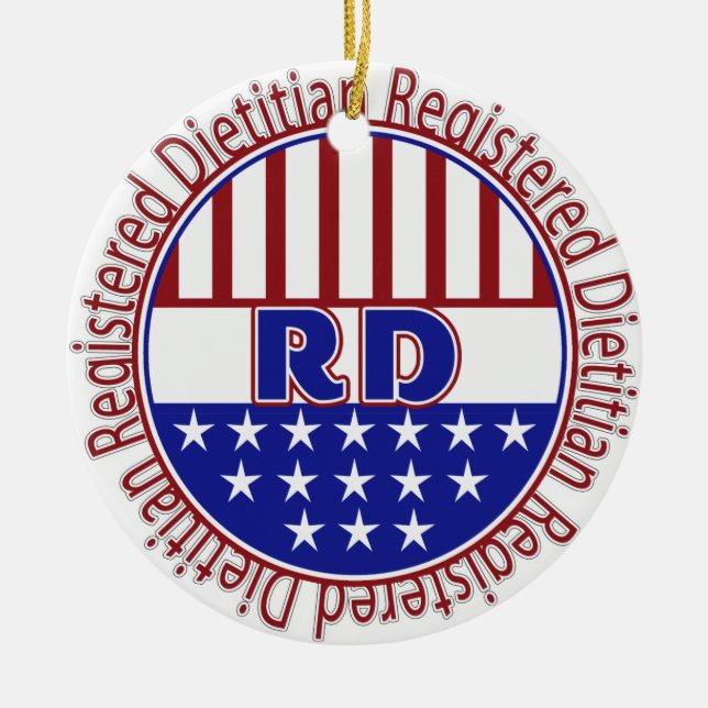 RD Registered Dietician PATRIOTIC LOGO Ceramic Ornament (Front)