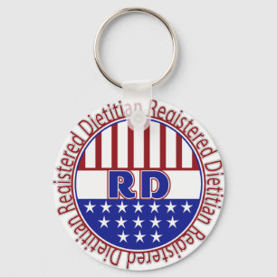 RD Registered Dietician PATRIOTIC LOGO Keychain