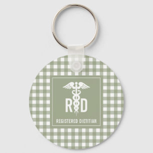 RD Registered Dietician Plaid Pattern Keychain