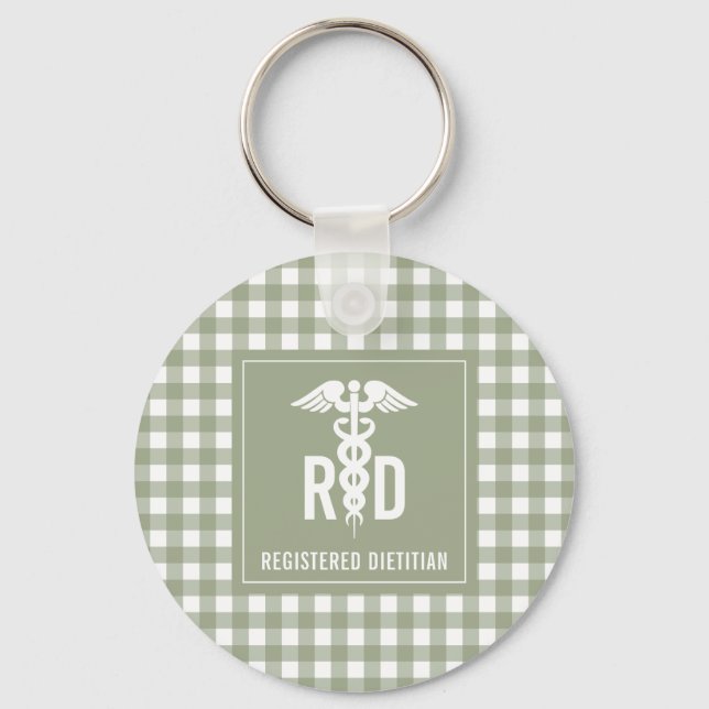 RD Registered Dietician Plaid Pattern Keychain (Front)