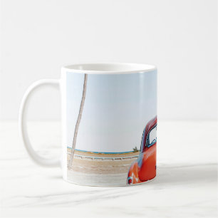 Re beetle beside coconut trees coffee mug