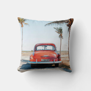 Re beetle beside coconut trees throw pillow