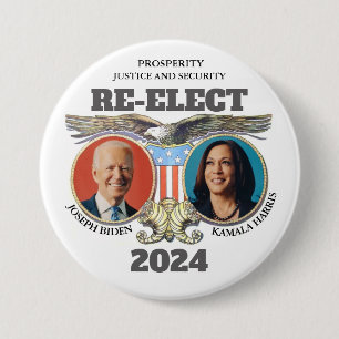 Re-elect Biden Harris 3 Inch Round Button
