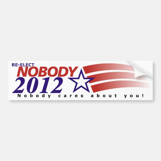 Re-Elect Nobody 2012 Bumper Sticker (Front)