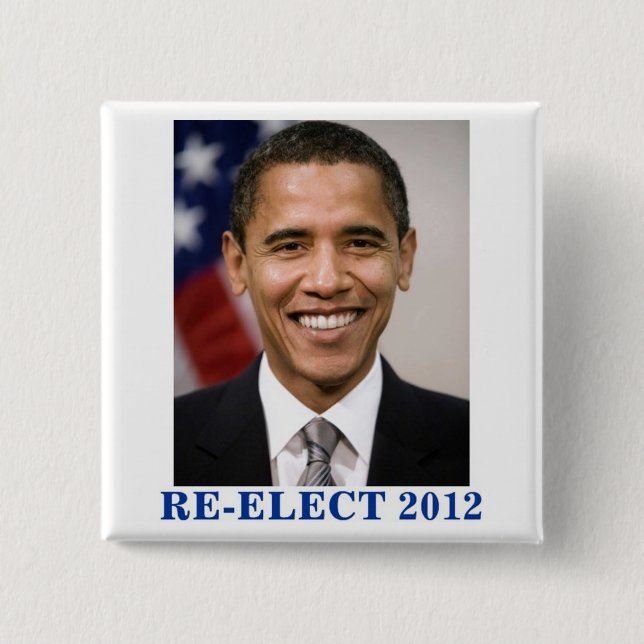 RE-ELECT OBAMA 2012 2 INCH SQUARE BUTTON (Front)