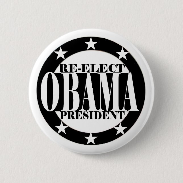Re-Elect Obama President 2 Inch Round Button (Front)