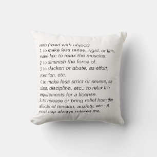 Re-lax word definition Black White Pillow