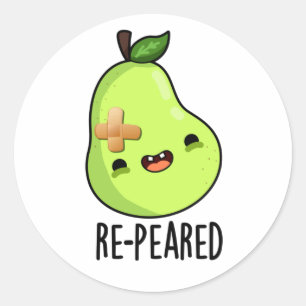 Re-peared Funny Fruit Pear Pun  Classic Round Sticker