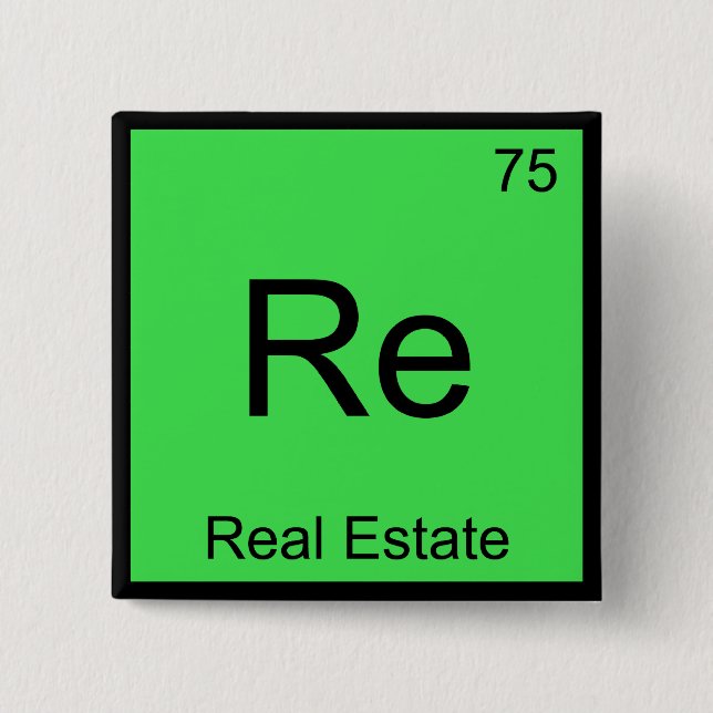 Re - Real Estate Chemistry Element Symbol Funny T 2 Inch Square Button (Front)