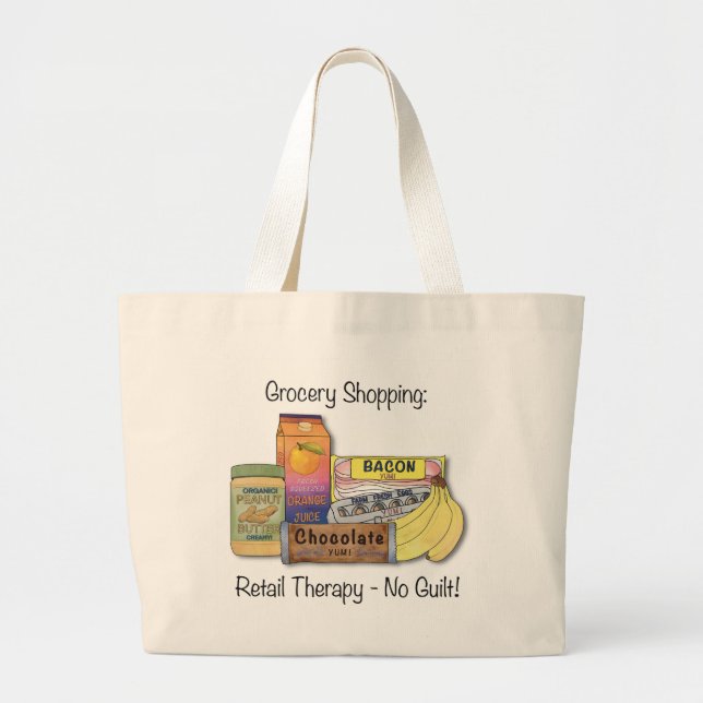 Re-usable Grocery Tote-bag with a sense of humour! Large Tote Bag (Front)